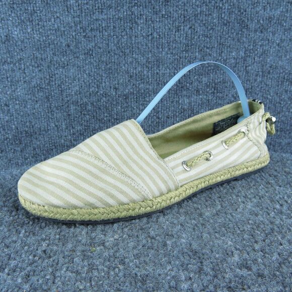 Nautica Rudder 2 Women Flat Shoes Size 6 Medium‎ Beige Fabric Drawstring - Picture 1 of 10